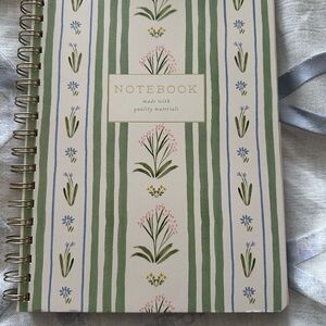 Fringe Studio Floral Stripe Spiral Notebook in Green, Pink, Blue
